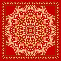Round vector background with floral pattern in modern style. For design of carpet, shawl, pillow. Vector illustration