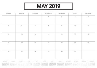 May 2019 desk calendar vector illustration