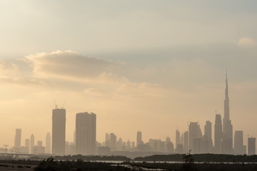 Fototapeta na wymiar Dubai skyline from Ras Al Khor, United Arab Emirates