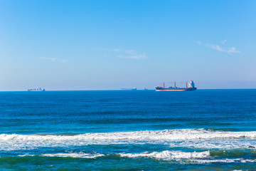 Ships Ocean Anchored Port Entry