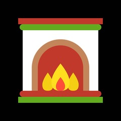 Fireplace, Merry Christmas icon set, flat design pixel perfect