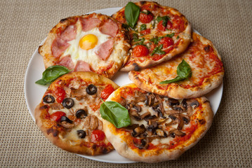 As far as types of pizza, lying on one plate