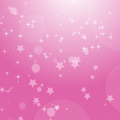 Pink romantic abstract background with stars and circles. Simple flat vector illustration.