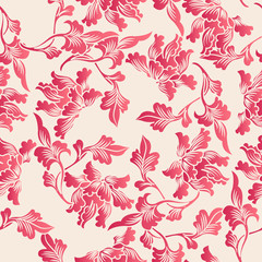Elegant seamless Chinese style botanic garden spiral leaf pattern background
