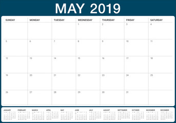 May 2019 desk calendar vector illustration