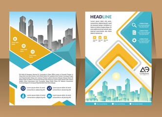 Business Brochure Background Design Template, Flyer Layout, Poster, Magazine, Annual Report, Book, Booklet with building image.Size A4 Vector illustration
