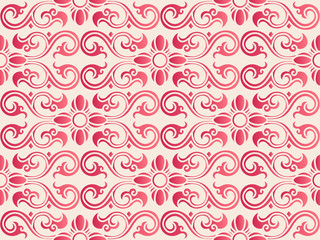 Elegant seamless Chinese style botanic garden spiral curve cross flower frame vine pattern background