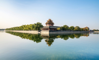 Scenery of the Imperial Palace corner tower in Beijing