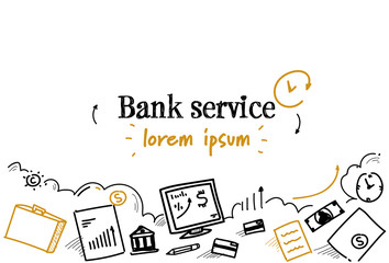 deposit credit banking money transactions bank service concept sketch doodle horizontal isolated copy space