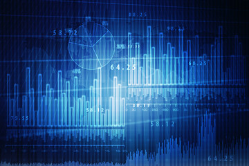 2d rendering Stock market online business concept. business Graph 