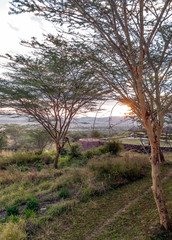 Fototapeta na wymiar Sunset in the Ngorongoro Valley in Tanzania