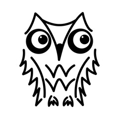 Cute and funny owl. Vector illustration. Outline