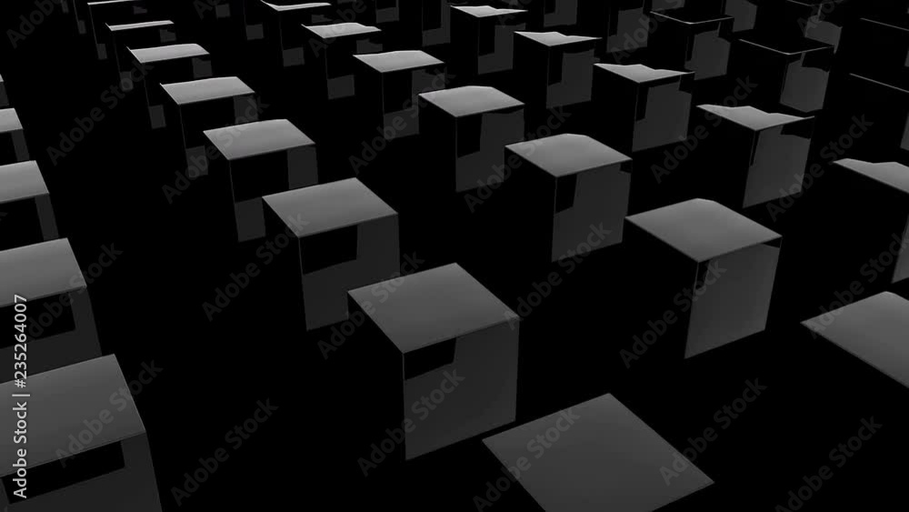 Aufkleber rows of many dark shiny cubes, modern computer generated 3d rendering background