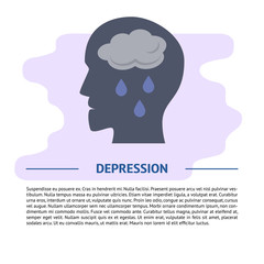Depression concept illustration in flat style with text