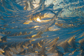 frostwork on car window