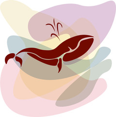 Whale on delicate background vector illustration