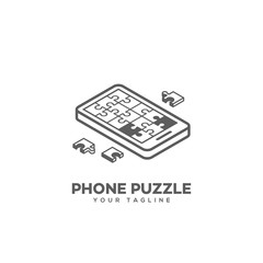 Isometric puzzle phone logo