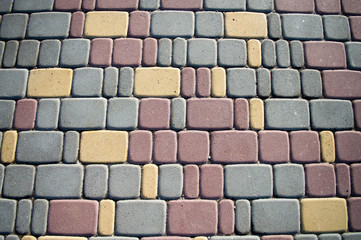 Colorful paving slabs background texture. Exterior finishing. Construction Materials.
