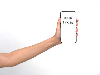 Hand holding mockup smartphone