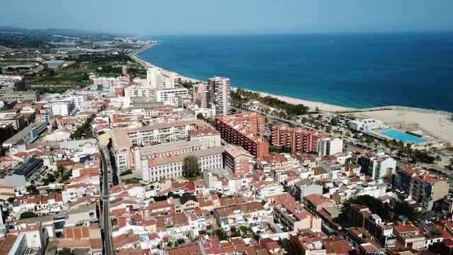 Aerial view of landscape of Mataro in the Spain.