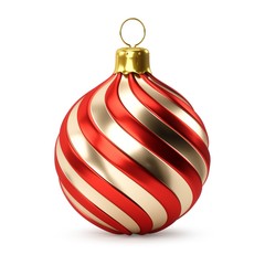 3D rendering Golden Red Christmas Ball on a white background