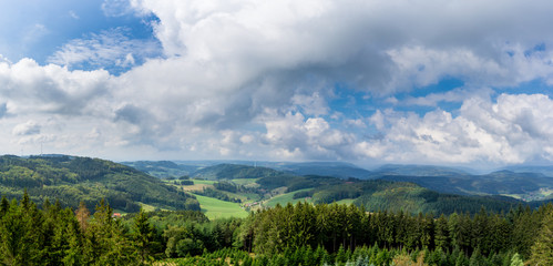 Fototapeta na wymiar Germany, XXL panorama black forest nature landscape on huenersedel mountain in autumn