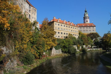 Fototapeta na wymiar Český Krumlov castle over Vltava river, Czech republic