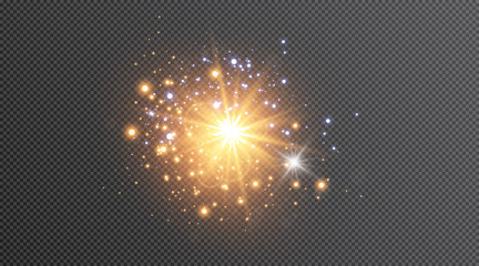 Vector illustration of abstract flare light rays. A set of stars, light and radiance, rays and brightness.