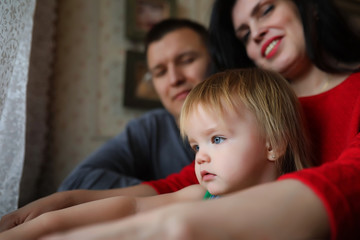 Young family with twin girls