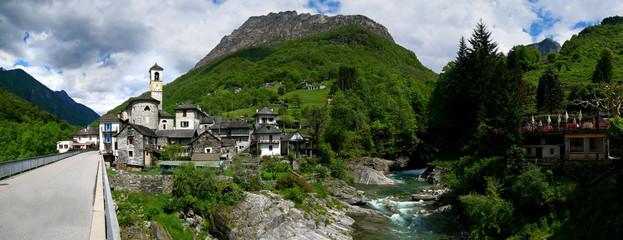Viewon the Lavertezzo village, an old Swiss village, Lavertezzo, Verzascatal, Canto