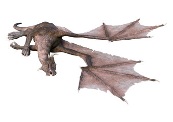 3D Rendering Fairy Tale Dragon on White