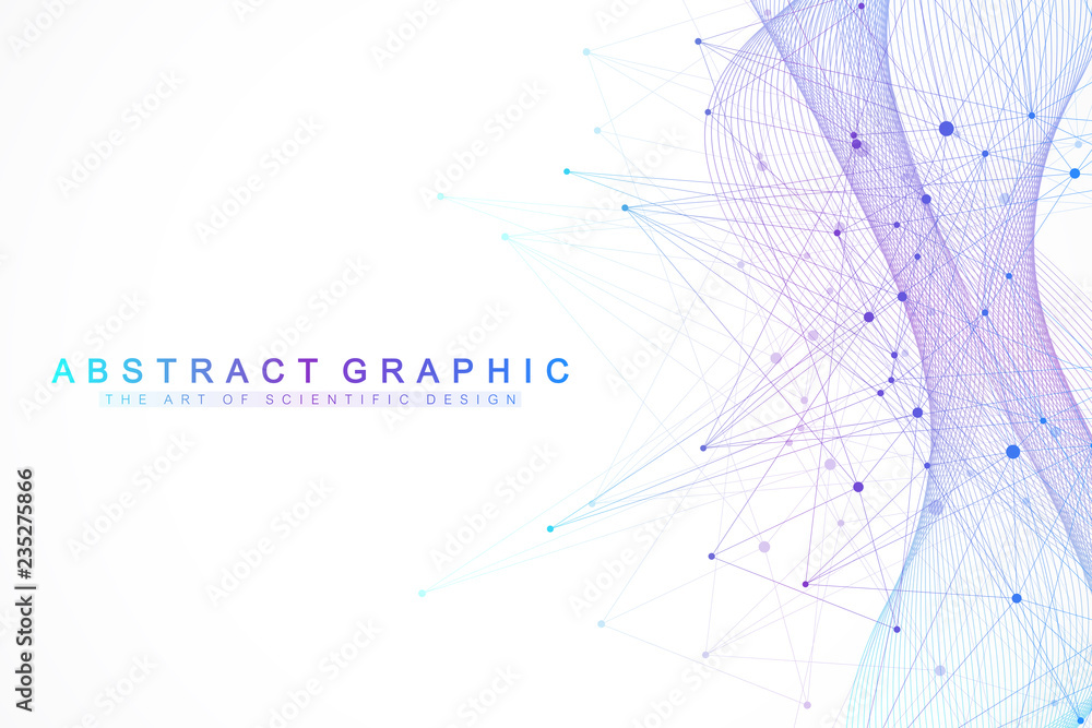 Leinwandbilder Technology abstract background with connected line and dots. Big data visualization. Artificial Intelligence and Machine Learning Concept Background. Analytical networks. Vector illustration.