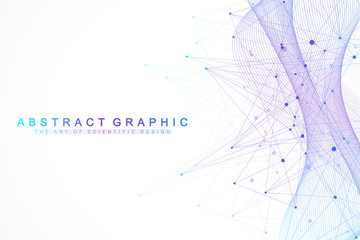 Technology abstract background with connected line and dots. Big data visualization. Artificial Intelligence and Machine Learning Concept Background. Analytical networks. Vector illustration.