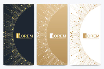 Chocolate bar packaging set. Trendy luxury product branding template with label pattern for packaging. Geometric abstract golden package with mandala. Connected line with dots. Vector illustration