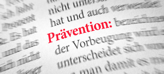 Wörterbuch mit dem Begriff Prävention