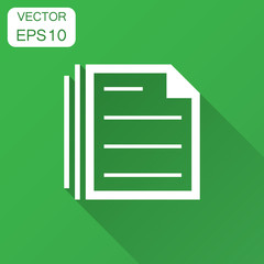 Document note icon in flat style. Paper sheet vector illustration with long shadow. Notepad document business concept.