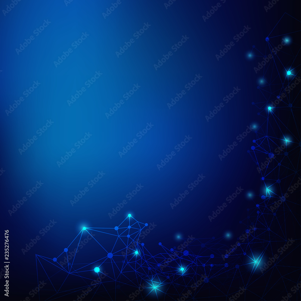 Poster abstract of low poly connected dot and lines background, concept of digital technology connection