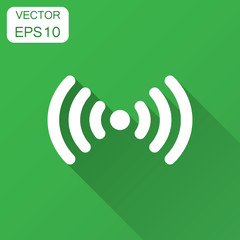 Wifi internet sign icon in flat style. Wi-fi wireless technology vector illustration with long shadow. Network wifi business concept.