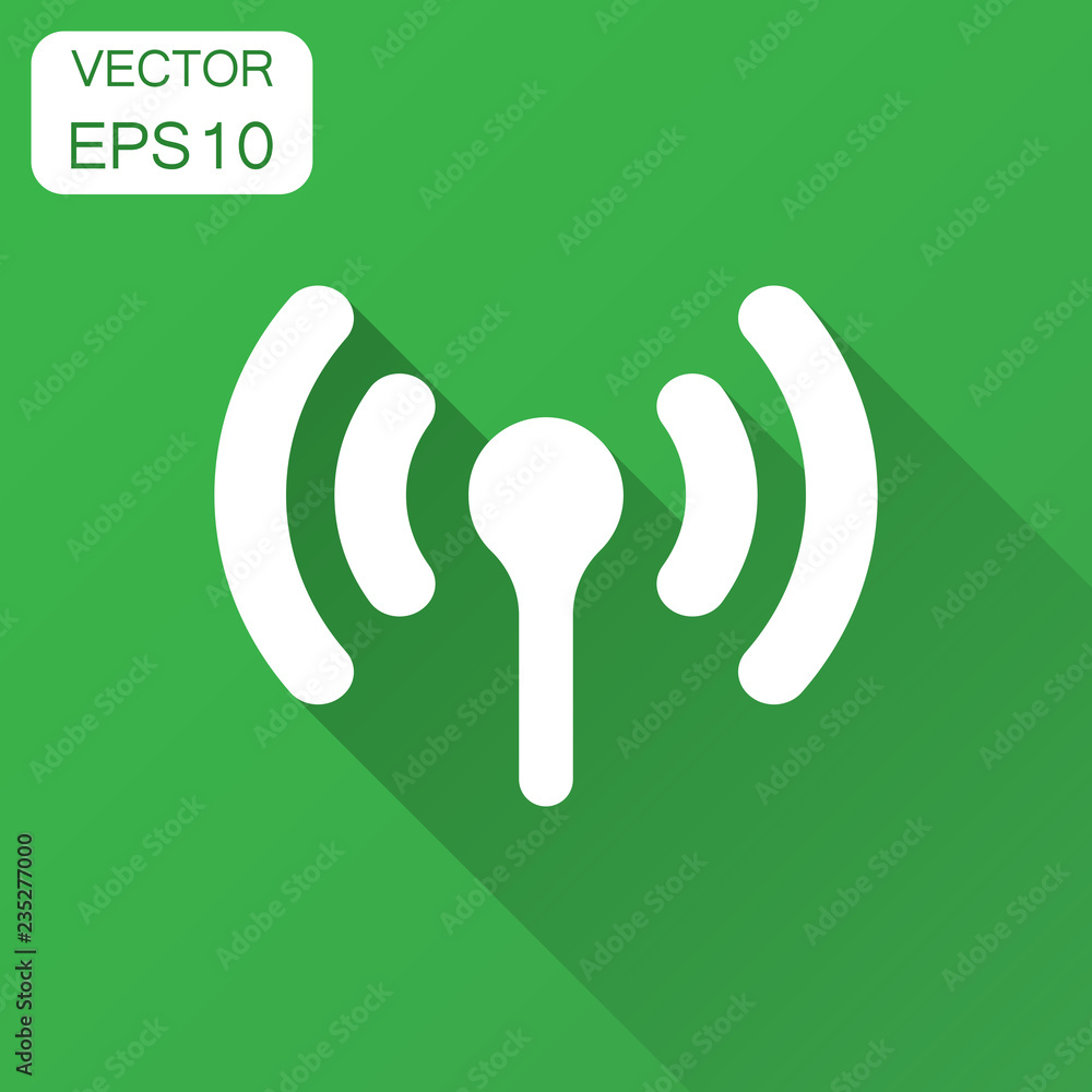 Aufkleber wifi internet sign icon in flat style. wi-fi wireless technology vector illustration with long shado