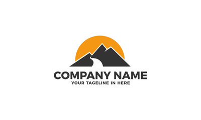 Road Mountain landscape Logo Template