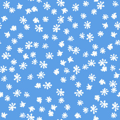 Vector seamless pattern with hand drawn snowflakes. Winter background.