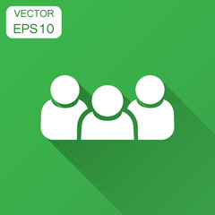 People communication icon in flat style. People vector illustration with long shadow. Partnership business concept.