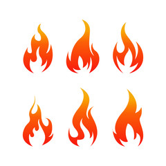 Isolated fire set. Flame vector set