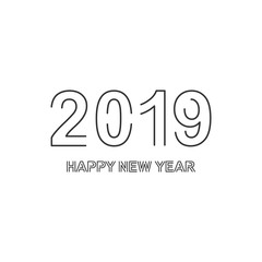 Vector illustration of Happy New Year 2019.