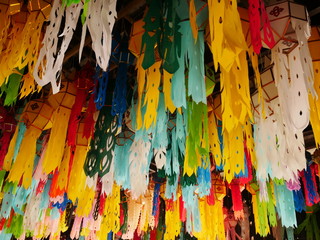 Naklejka premium Colorful Paper Lanterns,Asia Bamboo Lanterns lamp,beauty bamboo lamp