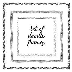 Seasonal ornaments. Doodle patterns. Decorative design elements. Ribbon, border, divider, pattern, symbol set. Doodle cartoon frame set.