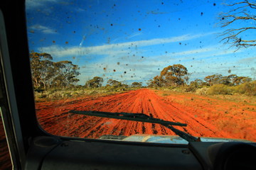 Driving across Australian outback
