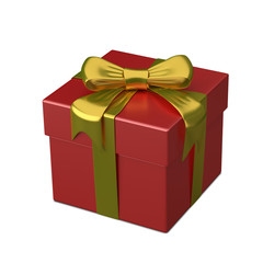 3D Illustration of Red Gift Box with Ribbon