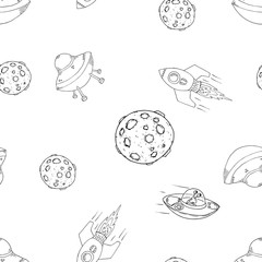 Vector illustration of a planet. Hand drawn planets and stars.