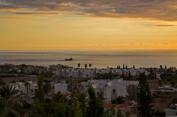 Beautiful view on sunset on the sea